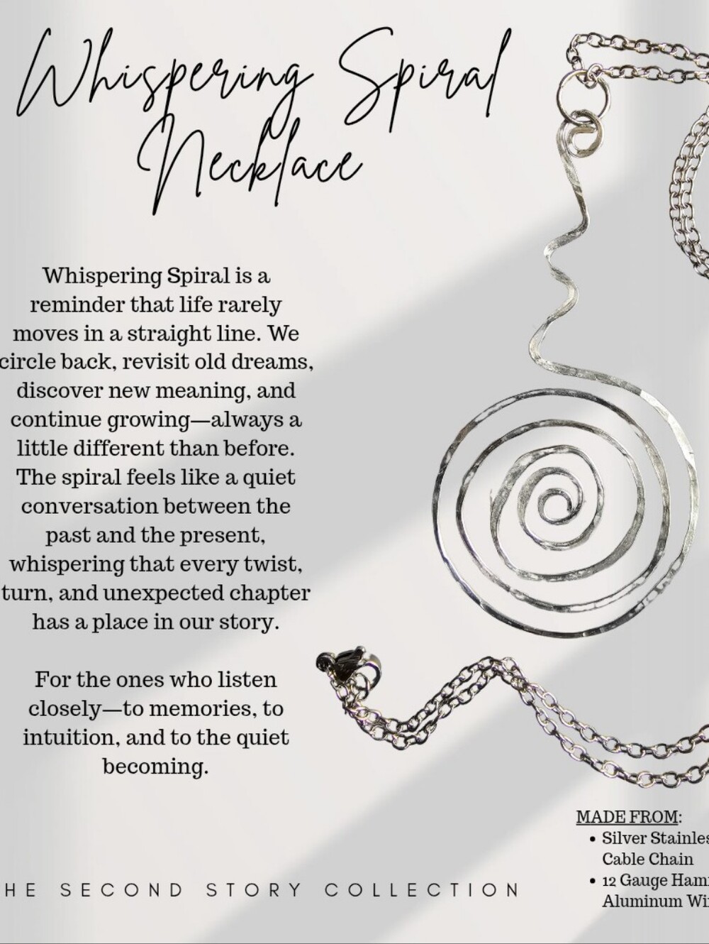 Whispering Spiral Necklace - Silver